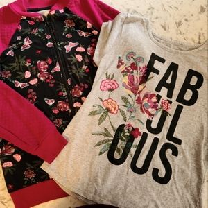 Girls Burgundy Jacket & Tee Set